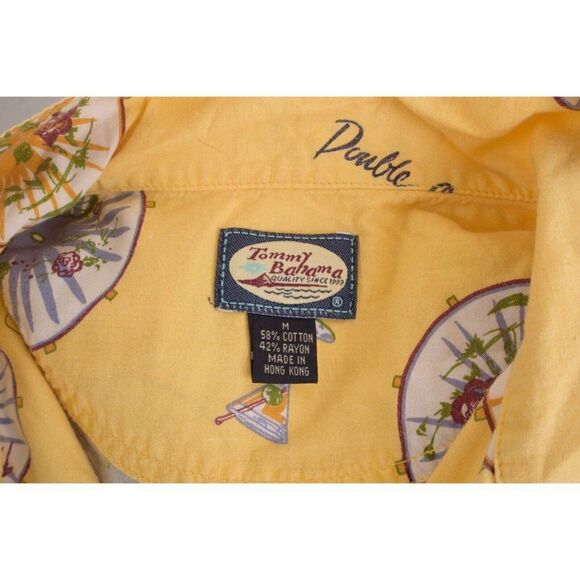 Tommy Bahama Mens Shirt Top Matini Cocktails Size M Yellow Tropical button down - Picture 6 of 6